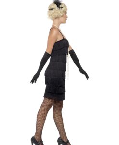Alternative view of Black Flapper Costume – Short Dress, Headband & Gloves