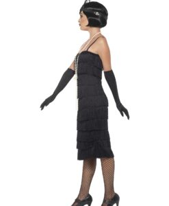 Alternative view of Black Flapper Costume – Long Dress, Headband & Gloves
