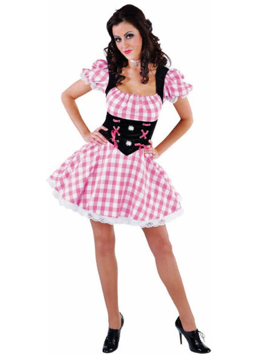 Sexy Oktoberfest / Bavarian Wench , Beer Girl - Pink/Blk Dirndl