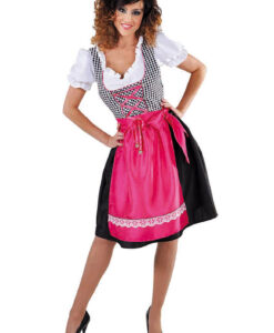 Deluxe Oktoberfest / Bavarian - Full Dirndl Dress, Black/Pink.