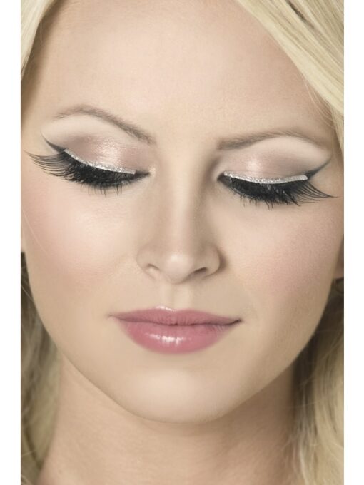 Eyelashes - Black with Silver Glitter