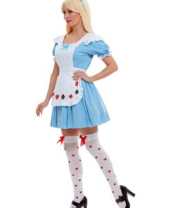 Alternative view of Deck of Cards Girl Costume – Blue Dress with White Pinny | Alice in Wonderland–Inspired Look