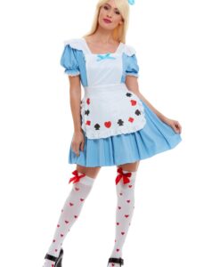 Deck of Cards Girl Costume – Blue Dress with White Pinny | Alice in Wonderland–Inspired Look