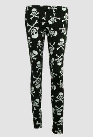 Pirate - Skull and Cross Bones Leggings , Stretchy fabric