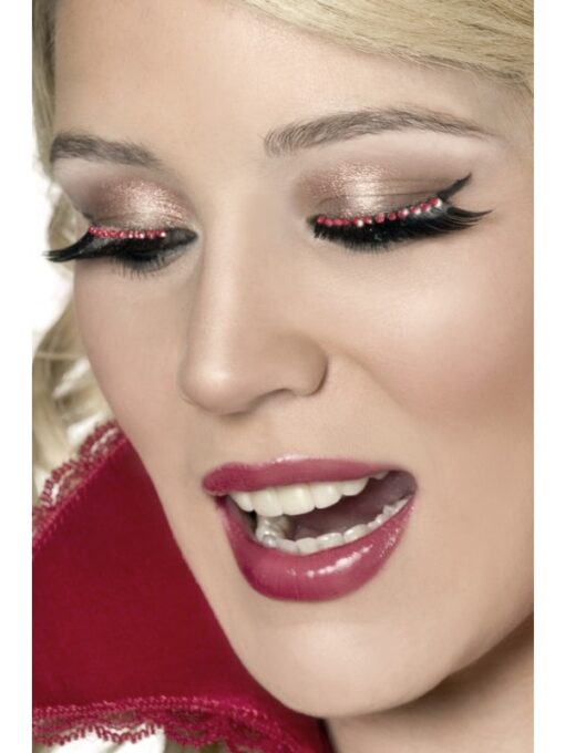 Eyelashes - Black with Red Crystals