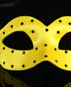 Eye Mask - Yellow Satin with Crystals