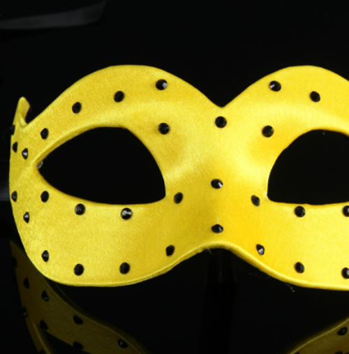 Eye Mask - Yellow Satin with Crystals