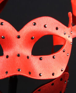 Eye Mask - Red Satin with Black Crystals