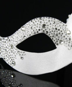 Eye Mask - White Satin with Crystals