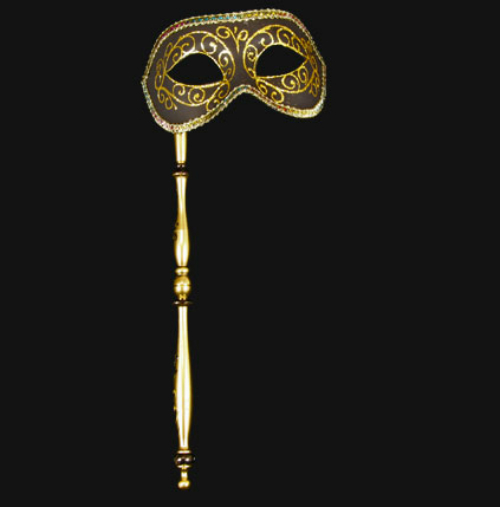 Eye Mask - Hand held , Bronze & Gold on Stick