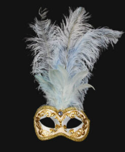 Eye Mask - Light Blue/Gold Feathered