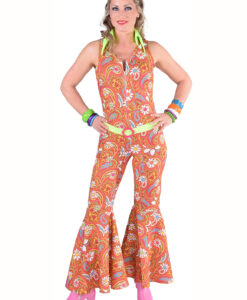 70's Jumpsuit - Orange / Brown Paisley