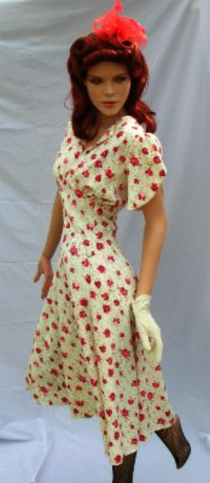 40's Floral Day Dress , size 12 - for Hire