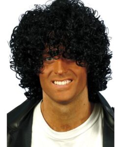 Wig- Black wet-look Afro.