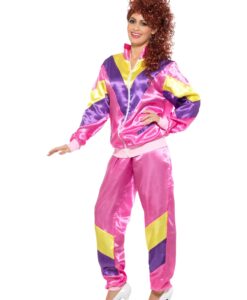 Alternative view of Ladies 80s Shell Suit Costume – Pink, Purple & Yellow