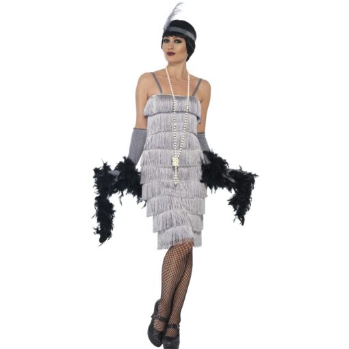 1920's Silver Fringed Flapper (Longer)