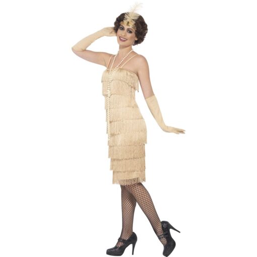 1920's Gold Flapper Dress (longer) - Image 2