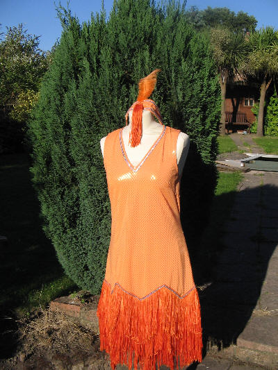 20's Orange Sequined Flapper , size 12 - For Hire