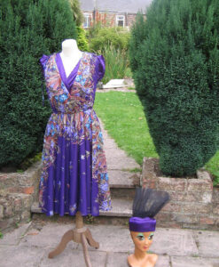 40's Purple Tea time Dress , size 12 - For Hire