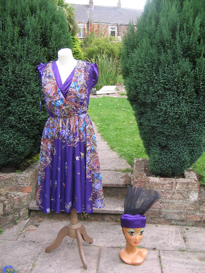40's Purple Tea time Dress , size 12 - For Hire