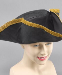 Tri-corn hat Black destressed look