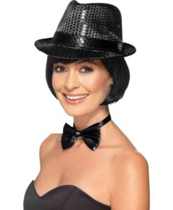 Black sequin Trilby Hat