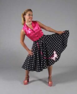 50's , Pink/Black Polka dot Rock + Roll - For Hire