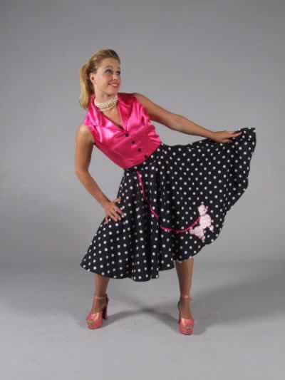 50's , Pink/Black Polka dot Rock + Roll - For Hire