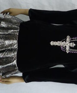 80's Black / Silver Rara Party Dress - For Hire