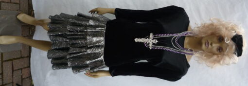 80's Black / Silver Rara Party Dress - For Hire
