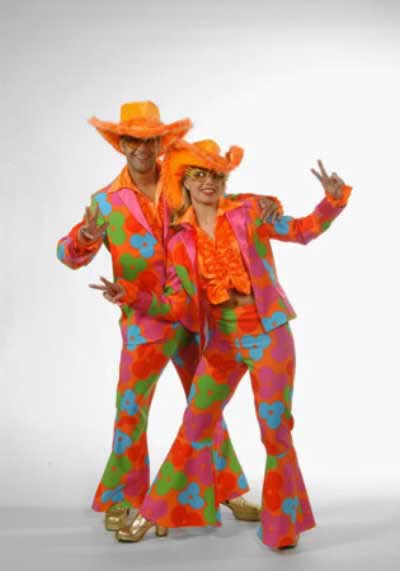 70's Pimp Suits , Gents Orange flower - For Hire