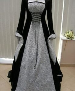 Medieval Gown - Black / Silver size 14-18 - For Hire