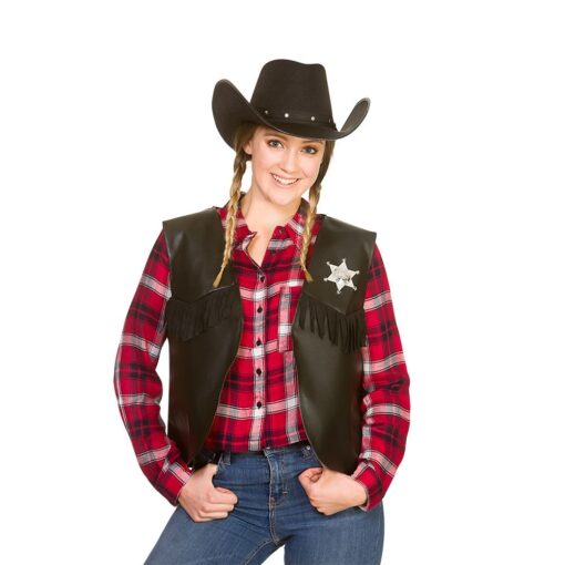 Cowboy Waistcoat - Black - Image 2