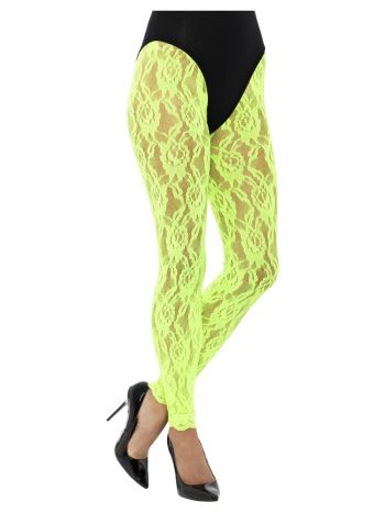 80's Lace Leggings - Neon Green