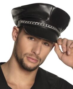 Biker cap best sale leather