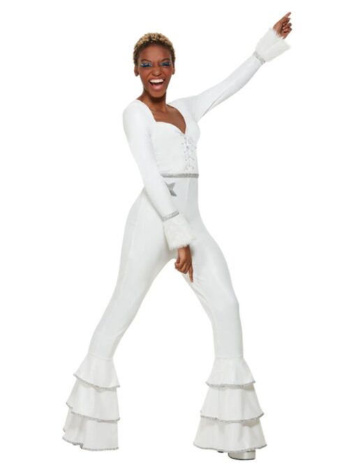70's White Ruffled Jumpsuit - Deluxe