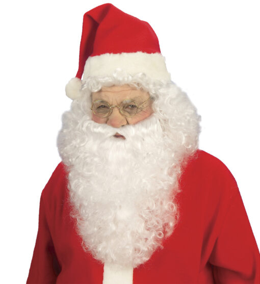 Wig & Beard - Santa Deluxe , White curl