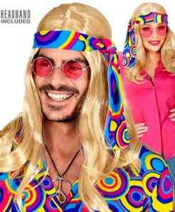 Disco Hippie Wig with headband , Blonde