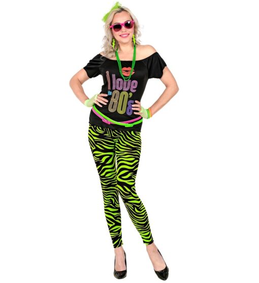 80's Rock Star Leggings - Green / Black - Image 3