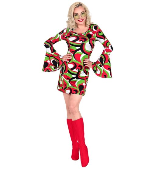 70's Dress , Green & Red
