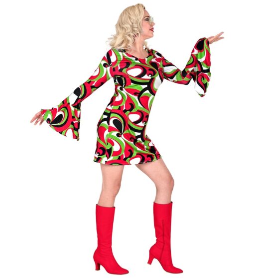 70's Dress , Green & Red - Image 3