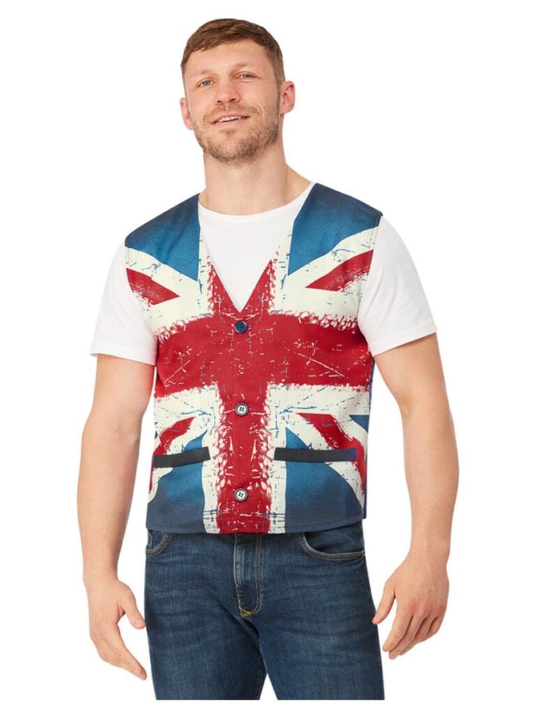 Union Jack Waistcoat Adult Vintage Style Print