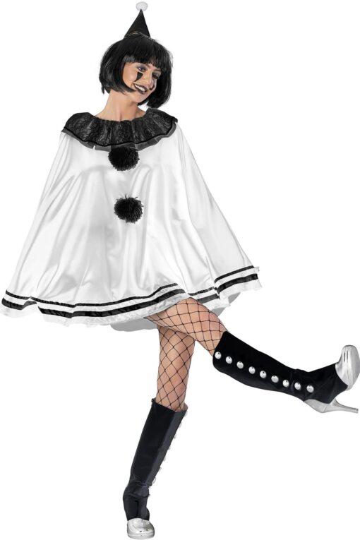 Pierrot Clown Costume - Poncho style (one size fits most)