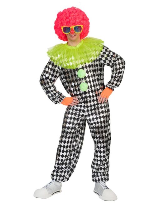 Circus Clown - Harlequin Check , Black / Silver - Image 2