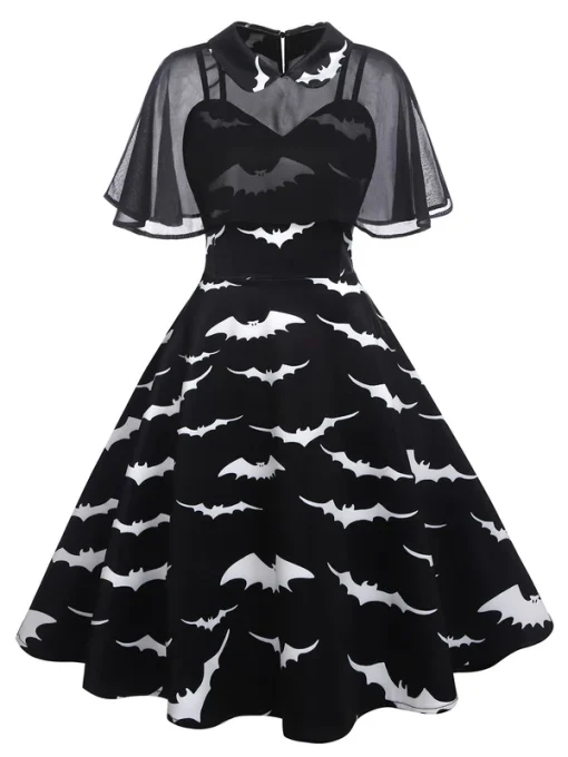 Halloween - 50's style Bat Dress with Cape Size 8 / 10