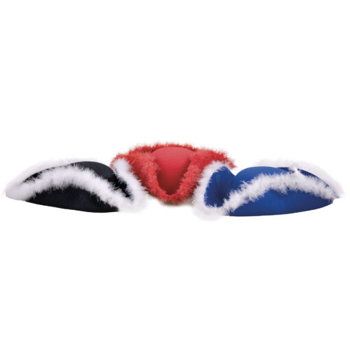 Feather Trim Tricorn Hats - Pirate / Prince , Black - Image 2