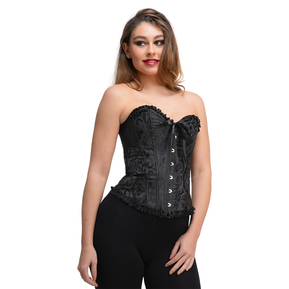 Deluxe Satin/Lace Corset - Black - Image 5
