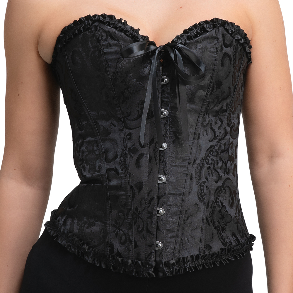 Deluxe Satin/Lace Corset - Black - Image 3