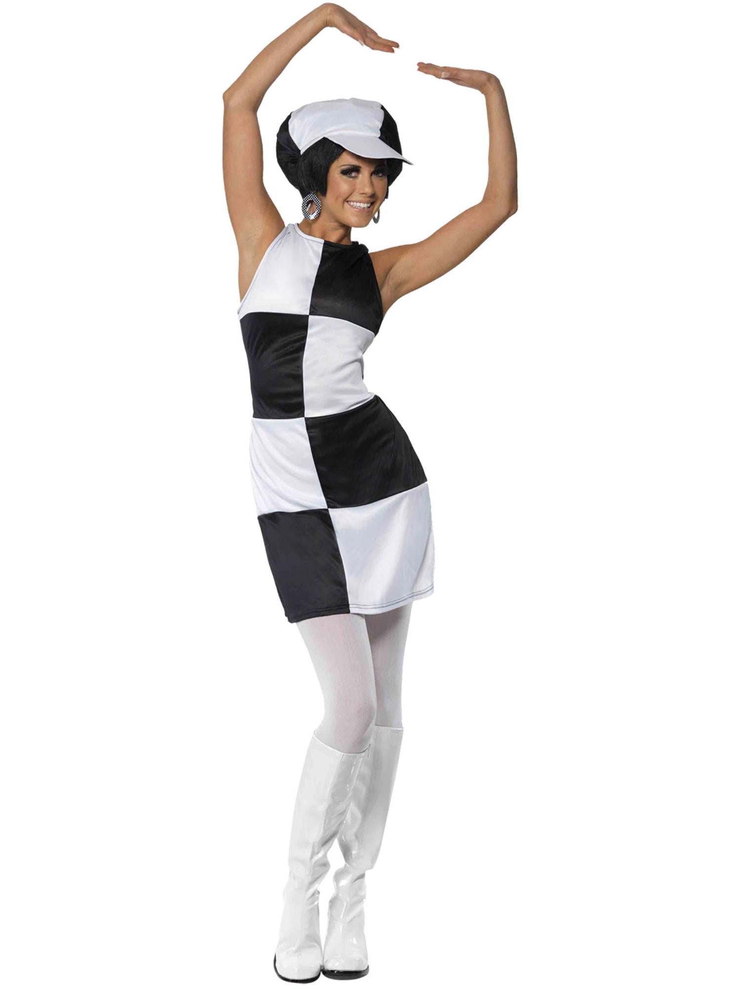60s Party Girl Costume – Black & White (Mod Style) - Image 4