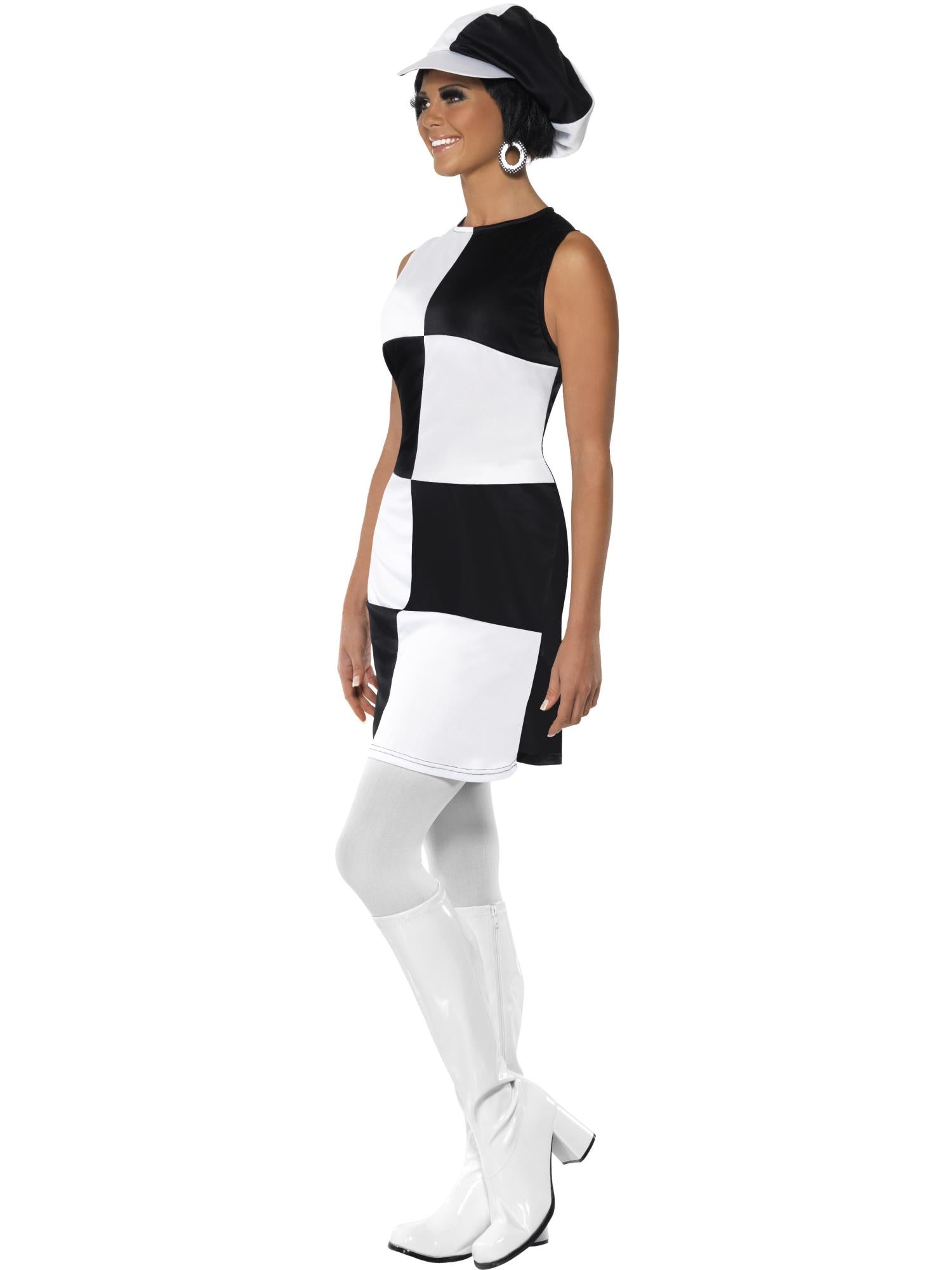 60s Party Girl Costume – Black & White (Mod Style) - Image 2